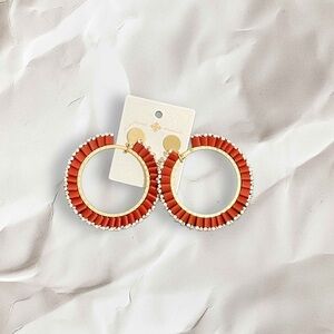 Orange and gold hoop earrings, great for a night out #partyvibes